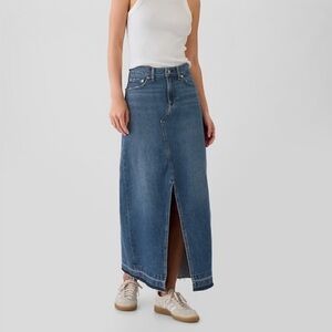 GAP Denim Maxi Skirt, High Rise, Medium Indigo